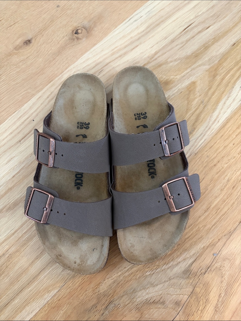 Birkenstock Brown Two-Strap Buckle Sandals